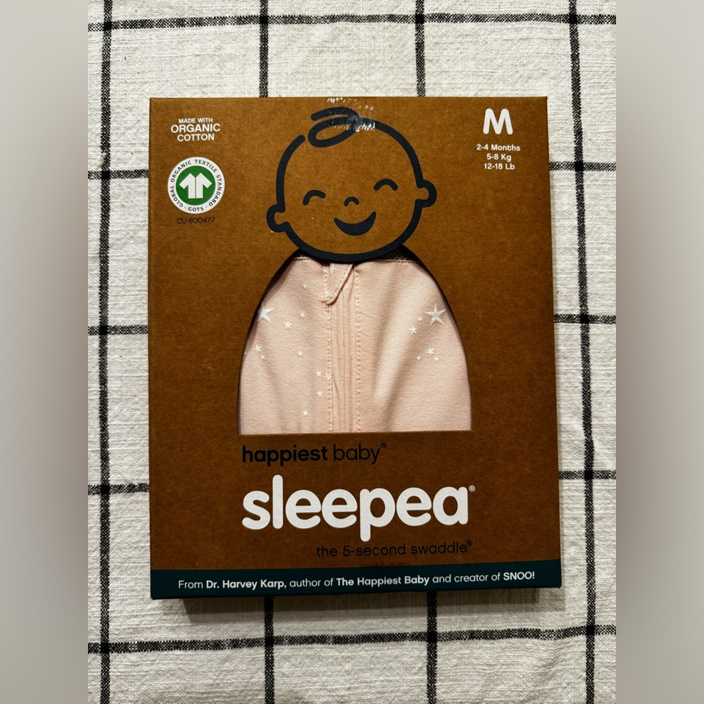 NWT happiest babe sleepea swaddle / size M / rose stars
